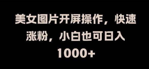 美女图片开屏操作，快速涨粉，小白也可日入1k【揭秘】-网创资源站