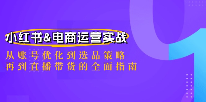 小红书&电商运营实战:从账号优化到选品策略,再到直播带货的全面指南-网创资源站