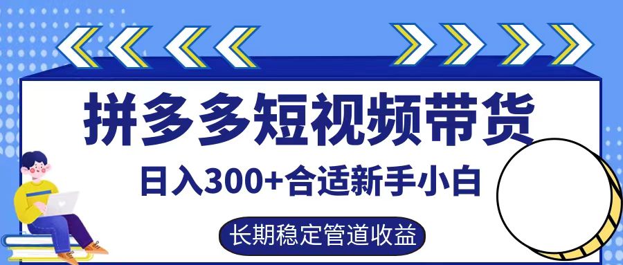 拼多多短视频带货日入300+,实操账户展示看就能学会-网创资源站