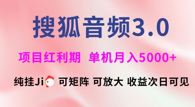 搜狐音频挂ji3.0.可矩阵可放大，独家技术，稳定月入5000+【揭秘】-网创资源站