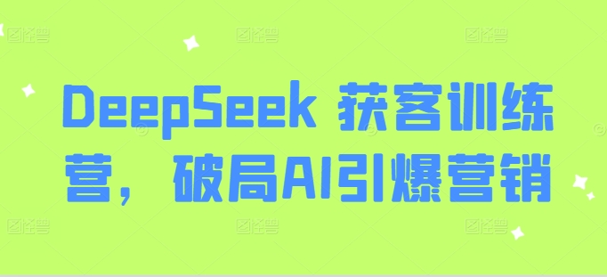 DeepSeek 获客训练营，破局AI引爆营销-网创资源站