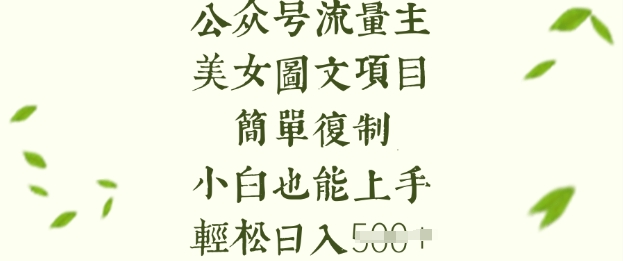 流量主长期收益项目，美女图片简单复制，小白也能上手，轻松日入5张-网创资源站