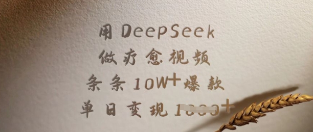 用DeepSeek做疗愈视频，条条10W+爆款，单日变现多张-网创资源站