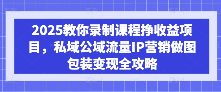 2025教你录制课程挣收益项目，私域公域流量IP营销做图包装变现全攻略-网创资源站