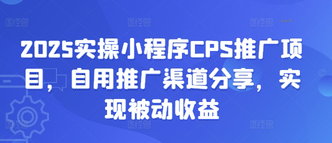 2025实操小程序CPS推广项目，自用推广渠道分享，实现被动收益-网创资源站