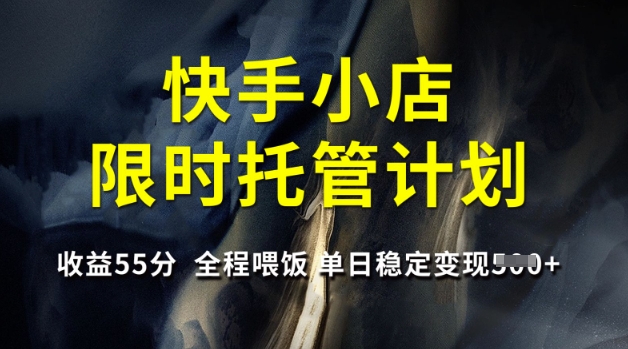 快手小店限时托管计划,收益55分,全程喂饭,单日稳定变现5张【揭秘】-网创资源站