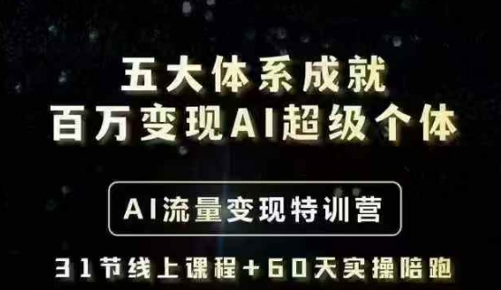 五大体系成就百万变现AI超级个体- AI流量变现特训营，一步一步教你一个人怎么年入百W-网创资源站