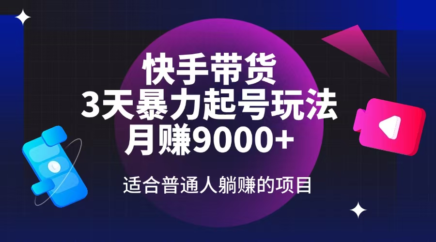 快手带货，3天起号暴力玩法，月赚9000+，适合普通人躺赚的项目-网创资源站