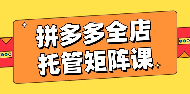 拼多多全店托管矩阵课,盈利动销玩法,高效计划设置,提升店铺效益-网创资源站