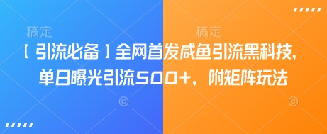 【引流必备】全网首发咸鱼引流黑科技，单日曝光引流500+，附矩阵玩法【揭秘】-网创资源站