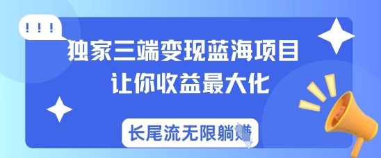 独家三端变现蓝海项目,让你收益最大化,长尾流无限躺挣-网创资源站