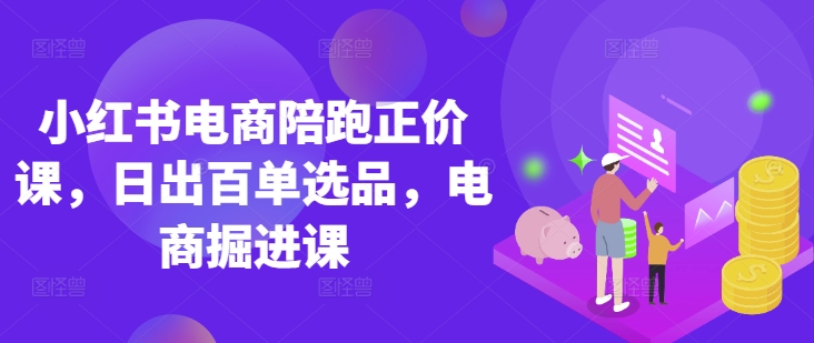 小红书电商陪跑正价课,小红书官方认证电商讲师教学,日出百单选品,电商掘进课-网创资源站