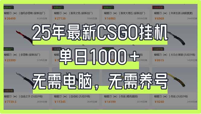 25年最新CSGO挂机系统，单日1000+，无需电脑，无需养号，0基础可上手-网创资源站