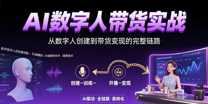 AI数字人+带货实战:从数字人创建到带货变现的完整链路-网创资源站