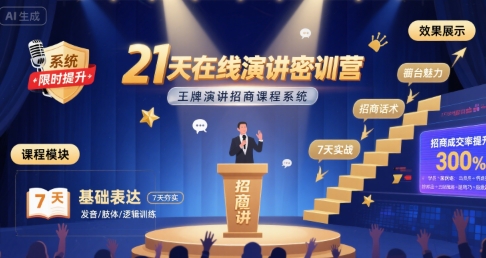 21天在线演讲密训营,王牌演讲招商课程系统-网创资源站
