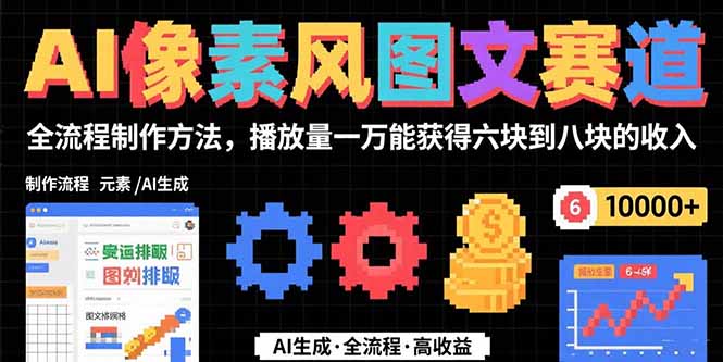 AI像素风图文赛道:全流程制作方法,播放量一万能获得6块到8块的收入-网创资源站