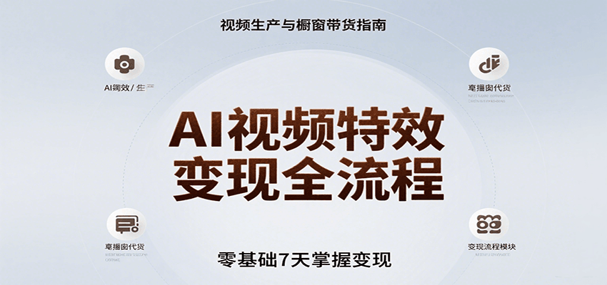 AI视频特效变现全流程,零基础7天掌握视频生产到橱窗带货变现-网创资源站