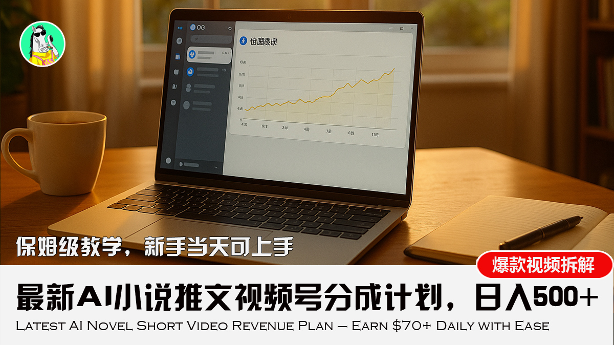最新AI小说推文视频号分成计划，新手小白也能当天日入500+教程-网创资源站