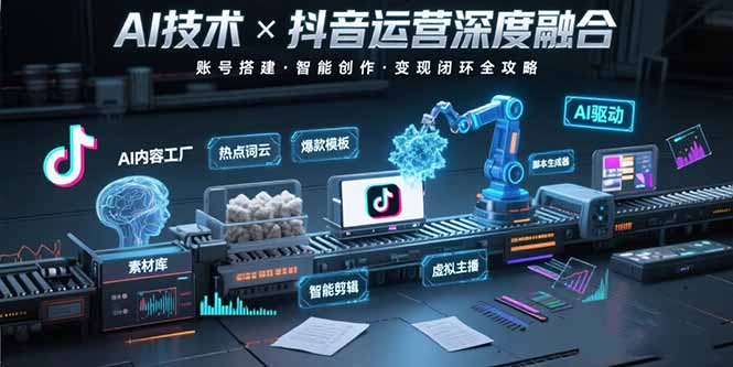 AI技术与抖音运营的深度融合应用:涵盖账号搭建、内容创作、收益变现等-网创资源站