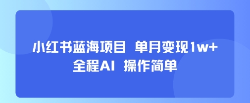 小红书蓝海项目 单月变现1w+ 全程AI 操作简单-网创资源站
