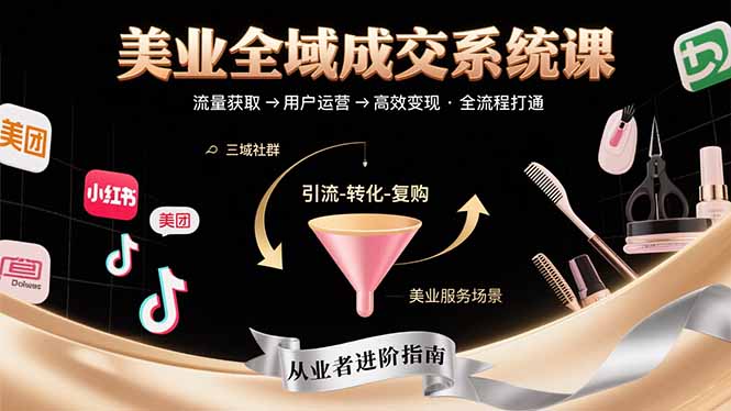 美业全域成交系统课程:帮助美业从业者打通从流量获取到高效变现全流程-网创资源站