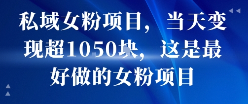 私域女粉项目，当天变现超1k，这是最好做的女粉项目，可放大操作-网创资源站