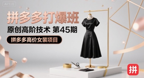 拼多多打爆班原创高阶技术第45期,拼多多高价女装项目-网创资源站