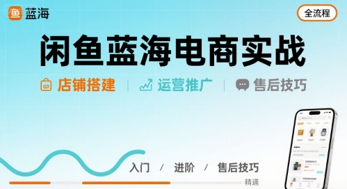 闲鱼蓝海电商实战,店铺搭建运营售后全流程-网创资源站