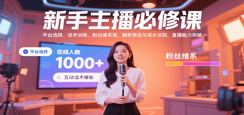 新手主播必修课:平台选择、话术训练、粉丝维系等,解析禁忌与成长法则,突破直播能力-网创资源站