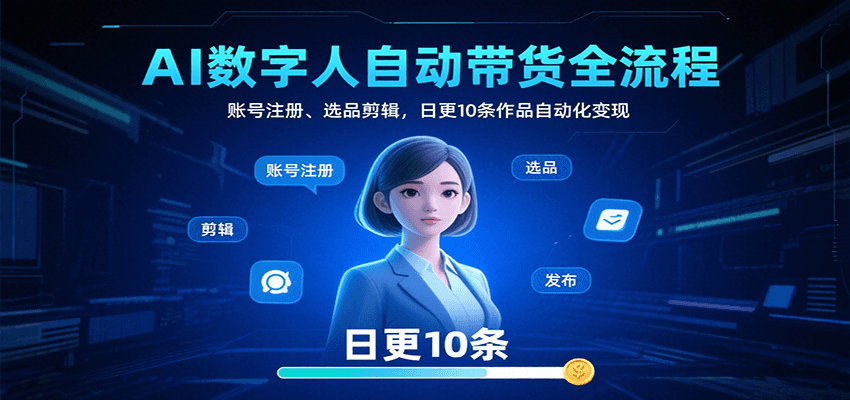 AI数字人自动带货全流程:账号注册、选品剪辑,日更10条作品自动化变现-网创资源站