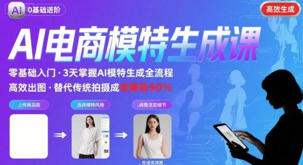 AI模特进阶课程,0基础高效生成逼真电商模特图-网创资源站