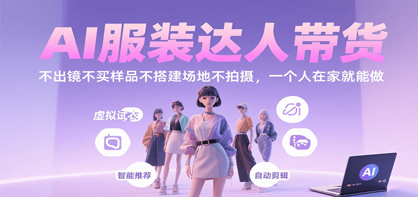 AI服装达人带货,不出镜不买样品不搭建场地不拍摄,一个人在家就能做-网创资源站