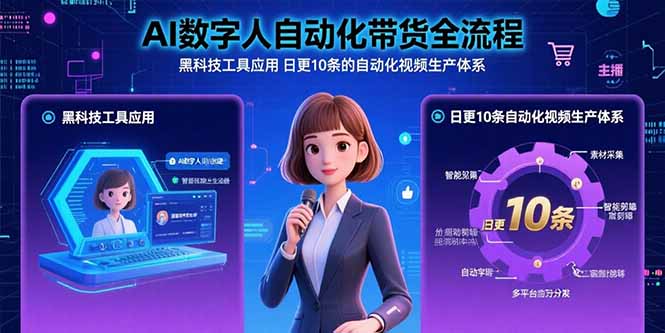 AI数字人自动化带货全流程:黑科技工具应用 日更10条的自动化视频生产体系-网创资源站