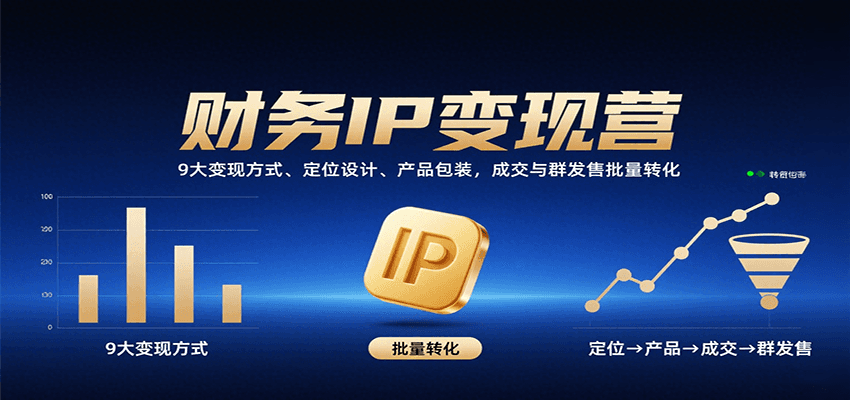 财务IP变现营:9大变现方式、定位设计、产品包装,成交与群发售批量转化-网创资源站