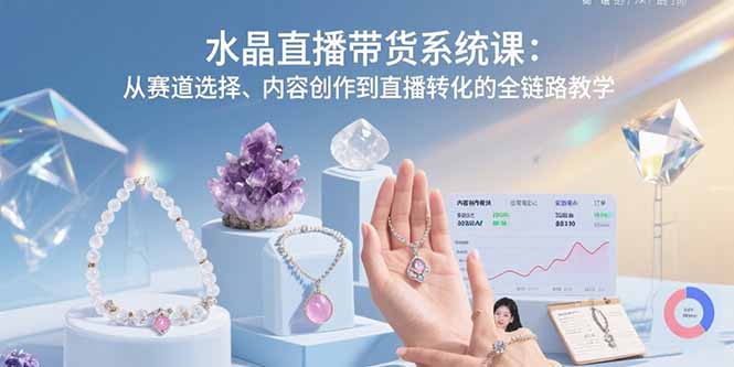 水晶直播带货系统课:从赛道选择、内容创作到直播转化的全链路教学-网创资源站