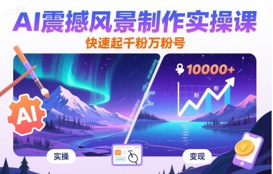 AI震撼风景制作实操课，快速起千粉万粉号-网创资源站