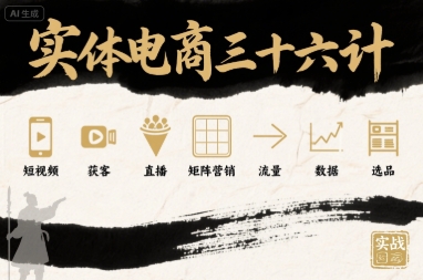 实体电商三十六计，短视频-获客-直播-矩阵营销-流量-数据-选品-网创资源站