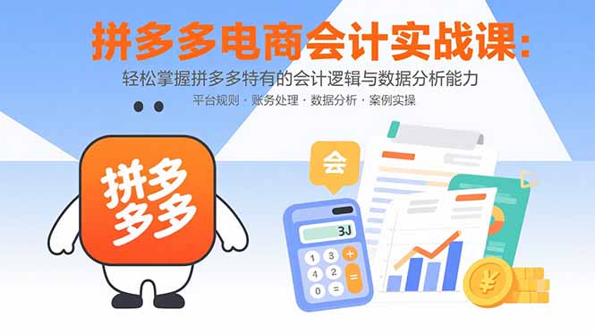 拼多多电商会计实战课:轻松掌握拼多多特有的会计逻辑与数据分析能力-网创资源站