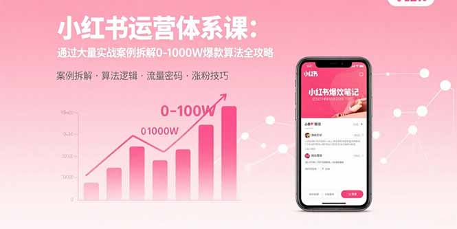 小红书运营体系课:通过大量实战案例拆解0-1000W爆款算法全攻略-网创资源站