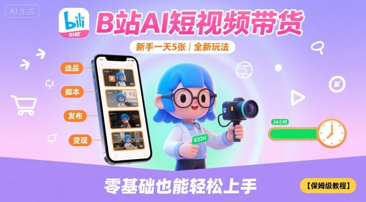 B站AI短视频带货,新手一天5张,全新玩法【保姆级教程】-网创资源站