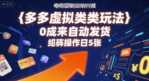 多多虚拟类目玩法，0成本全自动发货，矩阵操作日5张-网创资源站