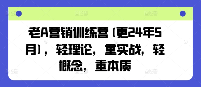 老A营销训练营(更25年8月),轻理论,重实战,轻概念,重本质-网创资源站