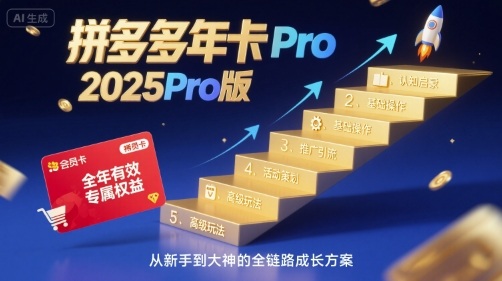 拼多多年卡2025Pro版,五大板块从认知到基础、从推广到活动、从活动到玩法-网创资源站