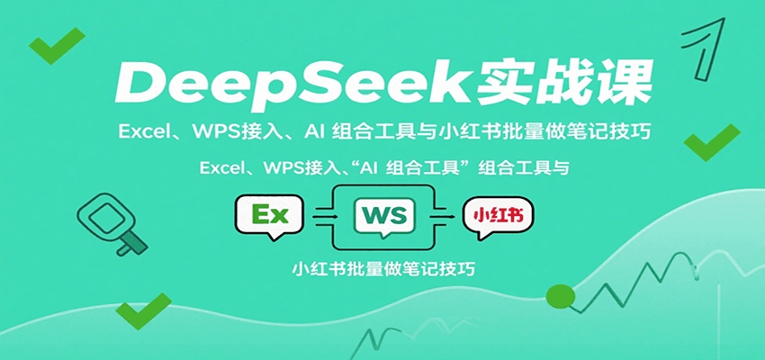 DeepSeek实战课:Excel、WPS接入、AI 组合工具与小红书批量做笔记技巧-网创资源站