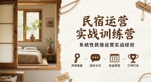 民宿运营实战训练营,系统性民宿运营实战经验-网创资源站