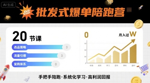 批发式爆单陪跑营,20节课带你实现批发式爆单,带你经松月入过W-网创资源站