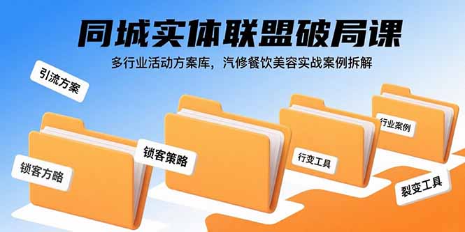 同城实体联盟破局课,多行业活动方案库,汽修餐饮美容实战案例拆解-网创资源站