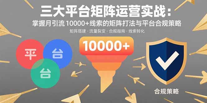 三大平台矩阵运营实战：掌握月引流10000+线索的矩阵打法与平台合规策略-网创资源站