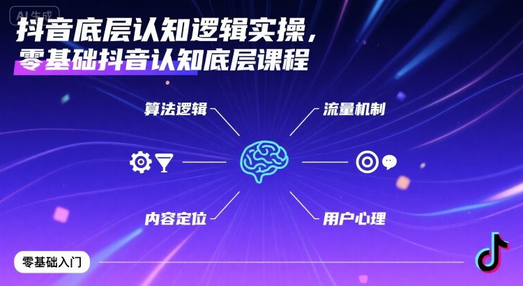 抖音底层认知逻辑实操，零基础抖音认知底层课程-网创资源站