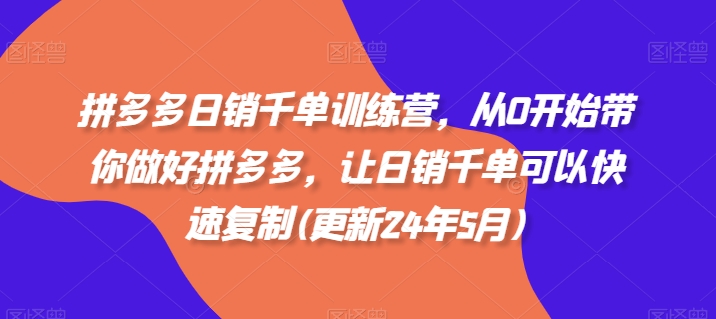 拼多多日销千单训练营,从0开始带你做好拼多多,让日销千单可以快速复制(更新25年8月)-网创资源站
